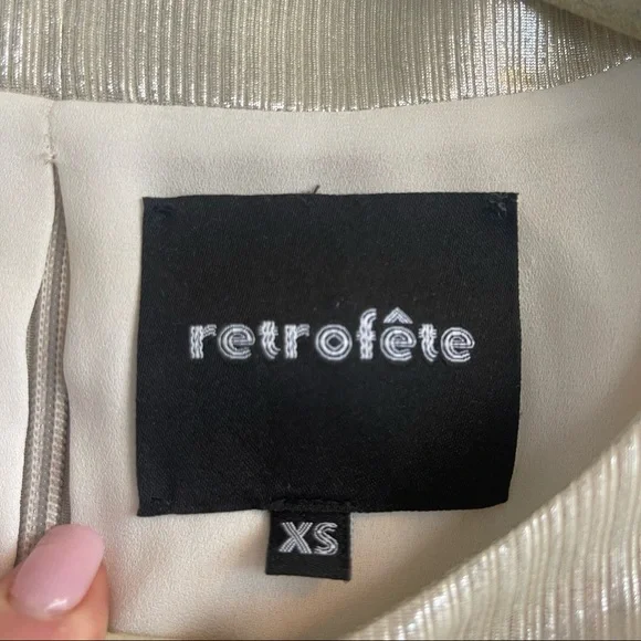 RETROFETE/ Revolve Crop Top XS - Crop Bell Sleeve Shimmer metallic Top. NWT $375 - Picture 6 of 7